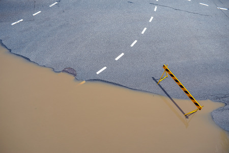 Flooded road in Brisbaneの写真素材