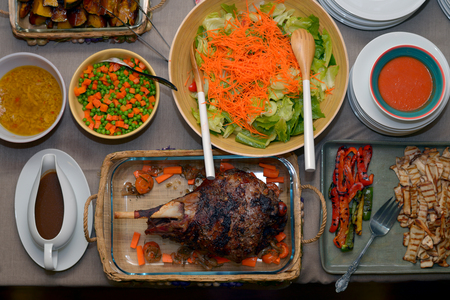 Food and Cuisine : Roasted Lamb and grilled vegetablesの写真素材