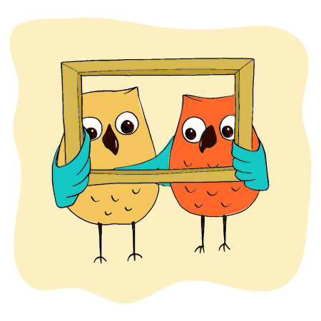 groom owl and bride owl pose and keep the frameのイラスト素材