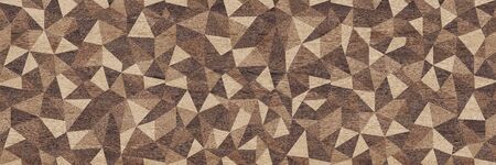 Abstract parquet floor with rumpled futuristic triangular geometric surface and wooden background