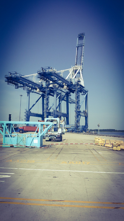 Military cargo ship portの写真素材