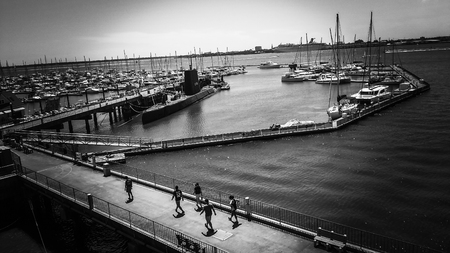 ship dock in america for touristsの写真素材
