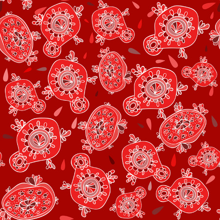 Red seamless pattern with leafsのイラスト素材