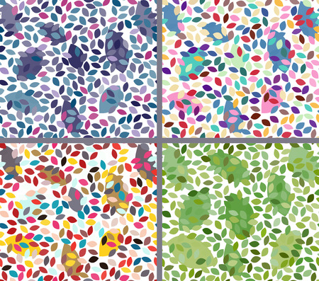 Four colors pattern with leafsのイラスト素材