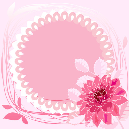 Romantic flower greeting card with dahlias and copy spaceのイラスト素材