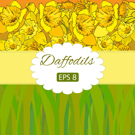 Vintage card with cute daffodils backgroundのイラスト素材