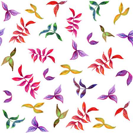 Watercolor seamless pattern with decorative colorful leafsのイラスト素材