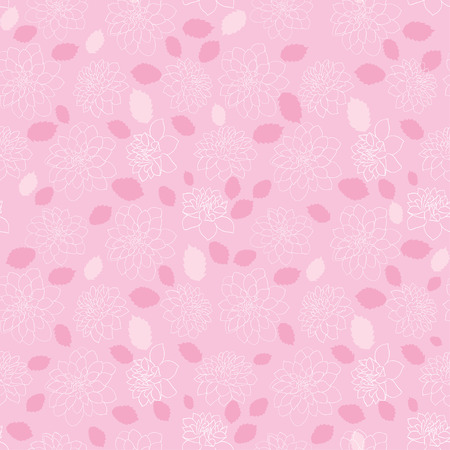 Seamless floral pattern with pink dahlias and leafsのイラスト素材