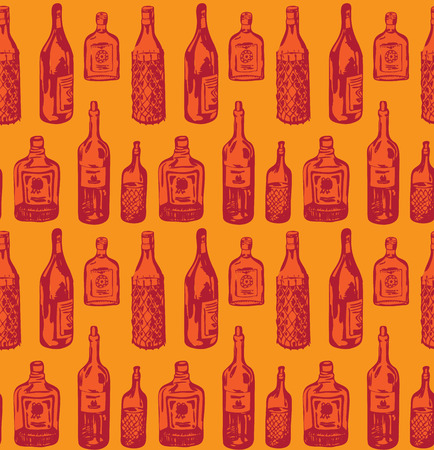 Seamless pattern with different alcohol bottlesのイラスト素材