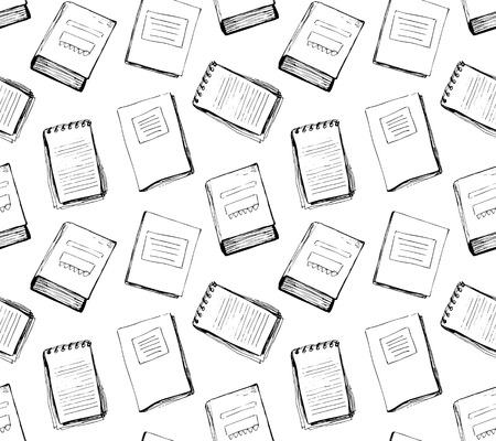Seamless school pattern with notebooks and booksのイラスト素材