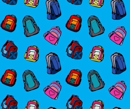 Seamless pattern with different cute school bagsのイラスト素材