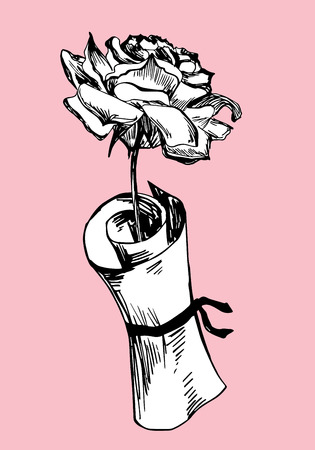 Isolated roses with old styled ribbonのイラスト素材