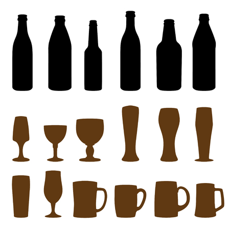 Different types of glasses and bottles for drinkingのイラスト素材