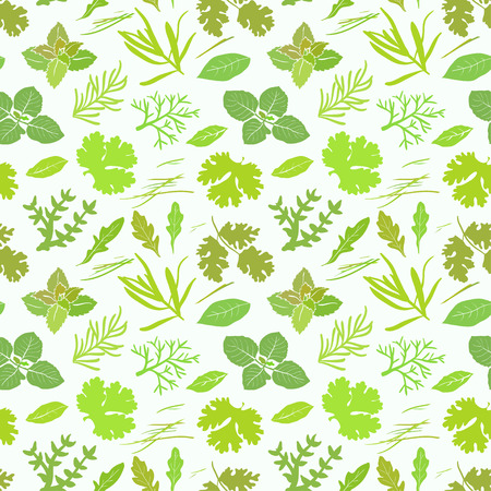 Seamless pattern with different green spicesのイラスト素材