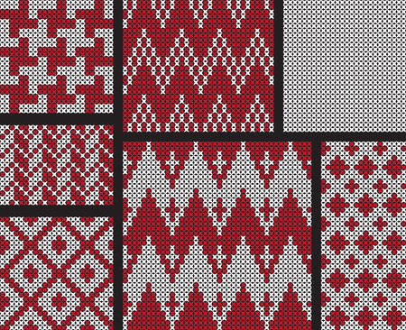 Different seamless cross-stitch embroidery patternsのイラスト素材