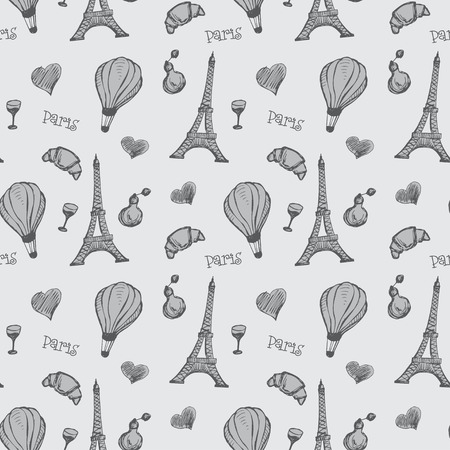 Seamless France pattern with Eiffel towerのイラスト素材