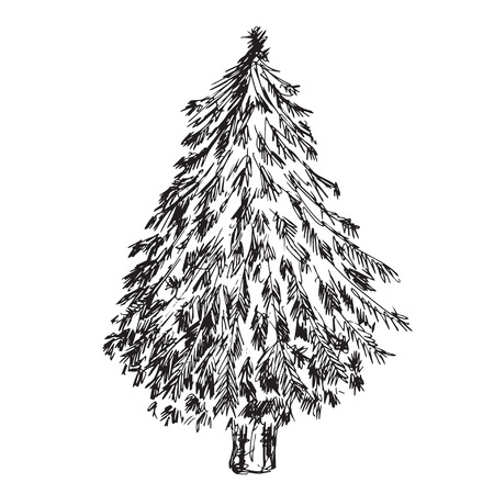 Hand drawn isolated Christmas treeのイラスト素材
