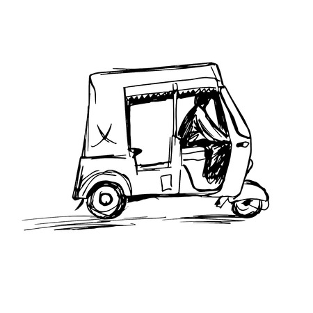 Indian rickshaw taxi hand drawnのイラスト素材
