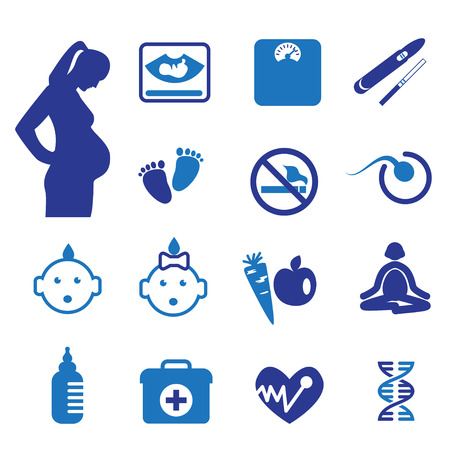 Pregnancy and newborn icons setのイラスト素材