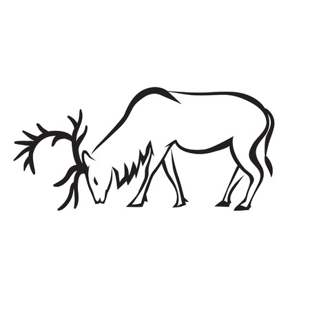 Black and white silhouettes of Elkのイラスト素材
