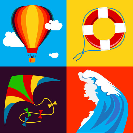 Colorful summer and vacation iconsのイラスト素材