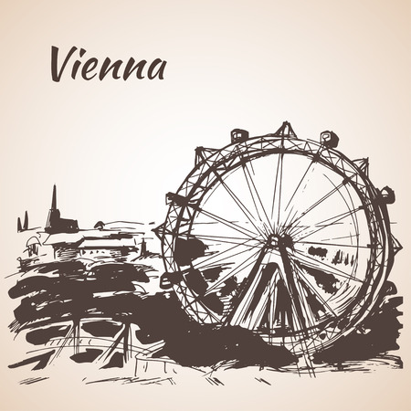 Hand drawn Vienna amusement park - Austriaのイラスト素材