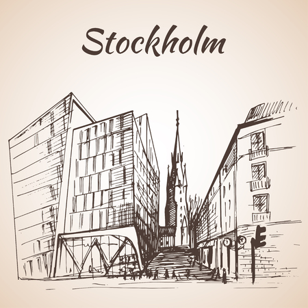 Stockholm City Station - hand drawn illustration. Sketch.のイラスト素材