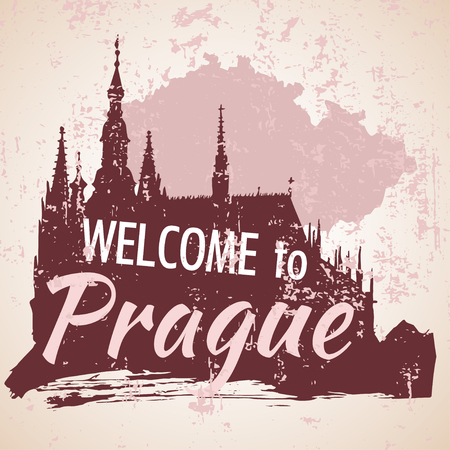Prague castle St.Vitus cathedral - Prague, Czech Republicのイラスト素材
