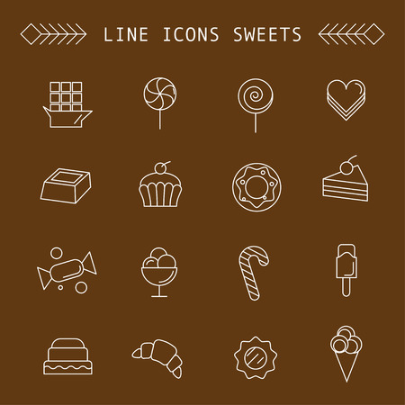 Computer icon set with different sweetsのイラスト素材