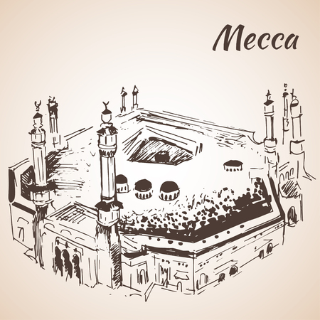 Masjid al-Haram sketch. Mecca. Isolated on white  backgroundのイラスト素材