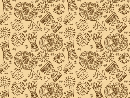 Abstract background with colorful circles and other doodlesのイラスト素材