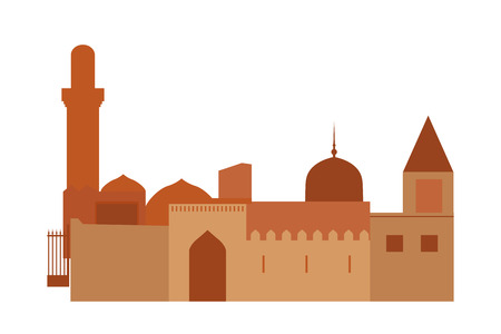 Antique east city architecture. Isolated on white backgroundのイラスト素材