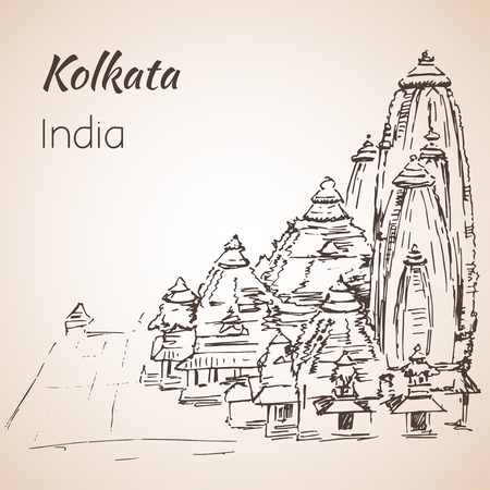 Birla Mandir Kolkata west Bengal. Isoated on whita backgroundのイラスト素材