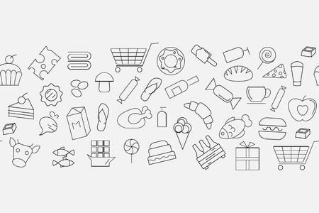 Seamless pattern with different icons. Isolated on white backgroundのイラスト素材