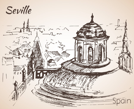 Sketch of spain city seville.のイラスト素材