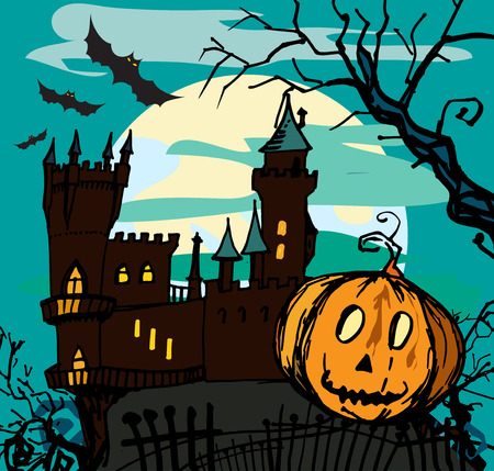 Dark blue halloween background vectorのイラスト素材