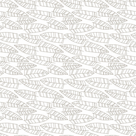 Seamless pattern with abstract traditional ornamenton leaves on white backgroundの写真素材