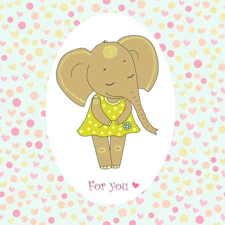 Elephant girl with closed eyes having flower in her handのイラスト素材