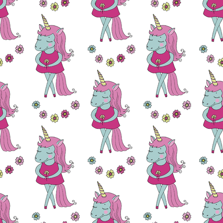 Beautiful seamless pattern of cute unicornの写真素材