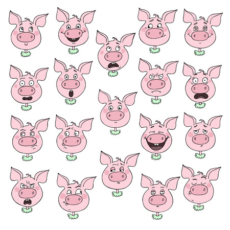 A set of pig emotions imagesのイラスト素材