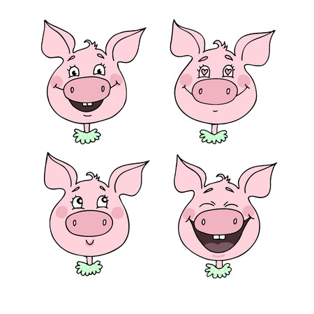 A set of pig emotions imagesのイラスト素材