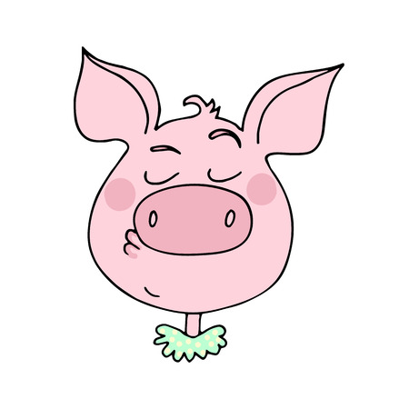 The cute pig has an arroganced expression. Vector illustration of cartoon styleのイラスト素材