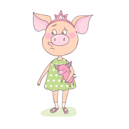 A sweet, offended little pigのイラスト素材