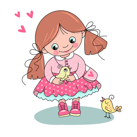 Adorable little girl in a beautiful dressのイラスト素材