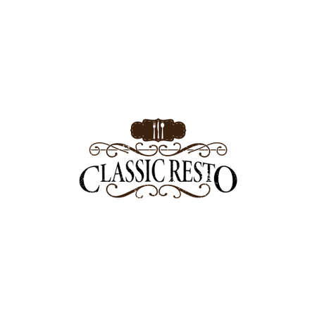 Vintage Restaurant Logo applied for food and restaurant logo design inspiration.のイラスト素材