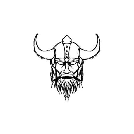 Outline Viking Head Face Logo applied for Business Industry logo design inspiration.のイラスト素材