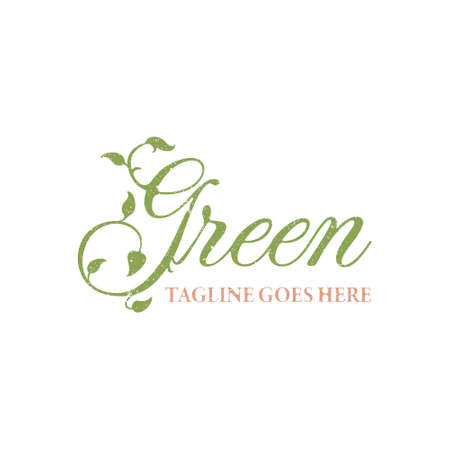 Modern Green Lettering Logo applied for beauty and spa logo design inspiration.のイラスト素材