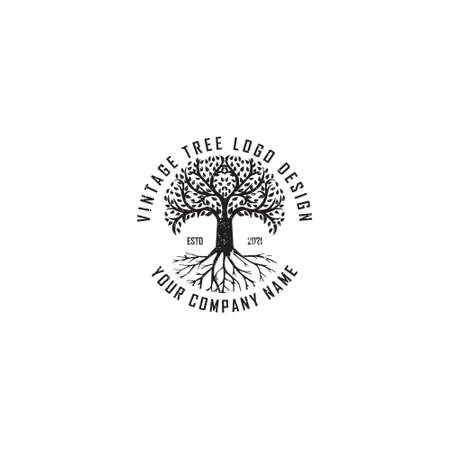 Vintage Tree Logo Design applied for clothing and fashion logo design inspiration.のイラスト素材