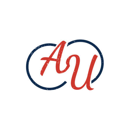 Vintage AU Letter Logo applied for business and finance logo design inspiration.のイラスト素材