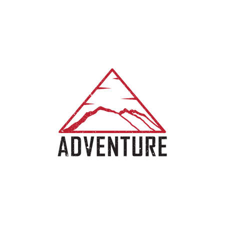 Red Line Mountain Adventure logo applied for outdoor business logo design inspiration.のイラスト素材